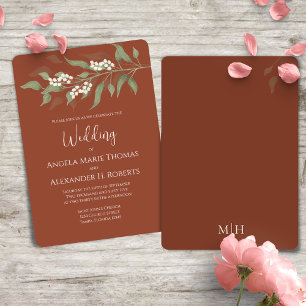 Invitation Élégant mariage personnalisé en terre cuite avec v