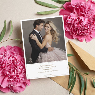 Invitation Élégant mariage photo beige