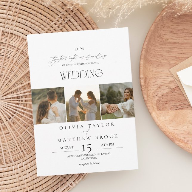 Invitation Élégant Mariage photo blanc (Créateur téléchargé)