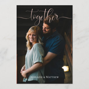 Invitation Élégant Mariage Photo Calligraphie Citation Simple