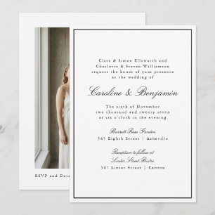 Invitation Élégant Mariage Photo de Mariage Écriture Classiqu