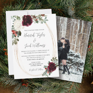 Invitation Élégant Mariage photo de Noël d'hiver
