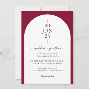 Invitation Élégant Mariage photo de porte rouge bordeaux mode
