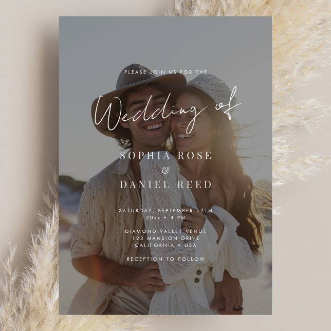 Invitation Élégant Mariage photo de recouvrement noir et blan (Créateur téléchargé)