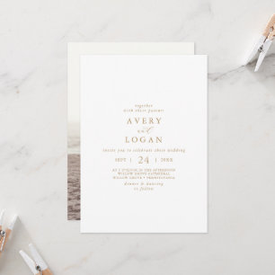 Invitation Elegant Mariage photo de script Gold
