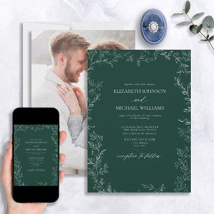 Invitation Élégant Mariage photo Emerald Green Minimal