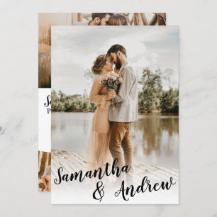 Invitation Élégant mariage photo minimaliste noir et blanc