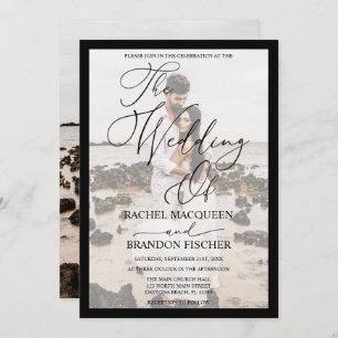 Invitation Élégant Mariage photo moderne Black encadré Couple