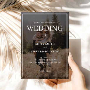 Invitation Élégant Mariage photo noir blanc simple