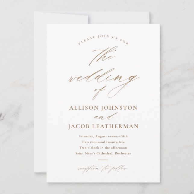 Invitation Élégant Mariage Photo Or Script (Devant)
