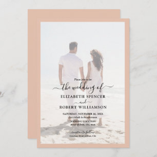 Invitation Élégant Mariage photo Peach