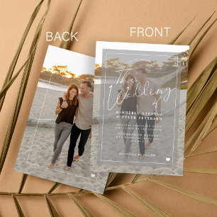 Invitation Élégant mariage photo script romantique