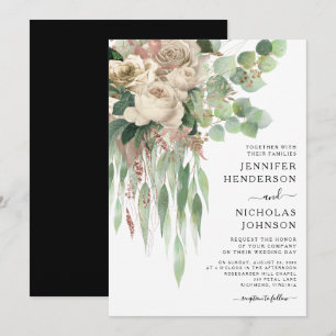Invitation Élégant Mariage Pink Peonies