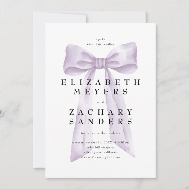 Invitation Élégant Mariage pourpre (Devant)