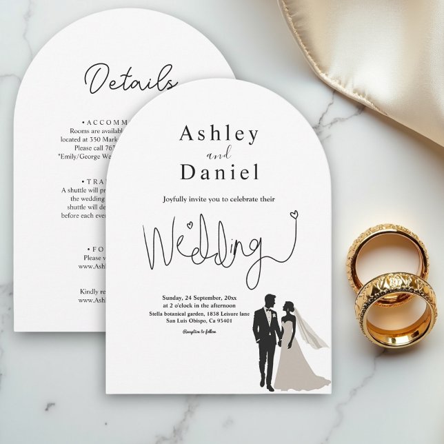 Invitation Élégant Mariage romantique simple noir et blanc (Créateur téléchargé)