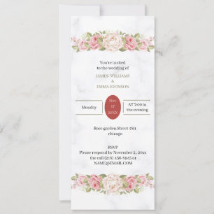 Invitation Élégant Mariage Rose
