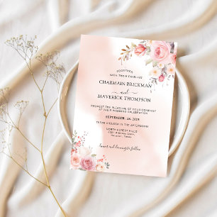 Invitation Élégant Mariage rose de fond floral