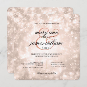 Invitation Elégant mariage Rose Gold Champagne Bokeh