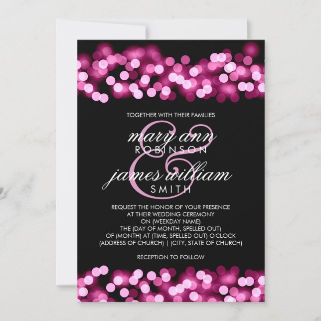 Invitation Elégant mariage rose Hollywood Glam (Devant)