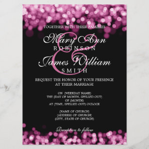 Invitation Élégant Mariage Rose Lumières