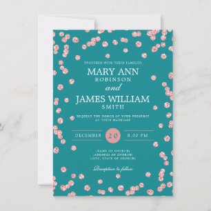 Invitation Elégant mariage Rose Parties scintillant or Confet