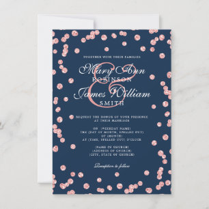 Invitation Elégant mariage Rose Parties scintillant or Confet
