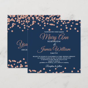Invitation Elégant mariage Rose Parties scintillant or Confet