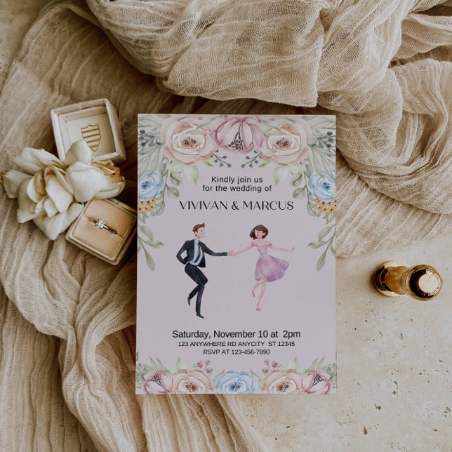 Invitation 🌸 Élégant Mariage Rose : Une romance intemporelle (Créateur téléchargé)