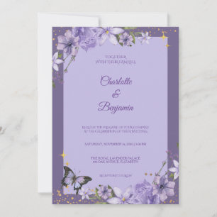 Invitation Élégant Mariage Royal Fleur Lavande Violette