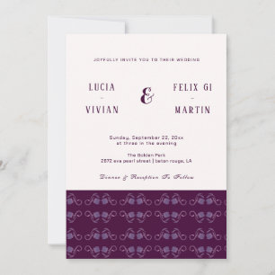 Invitation Élégant Mariage rustique violet deux couleurs Pais