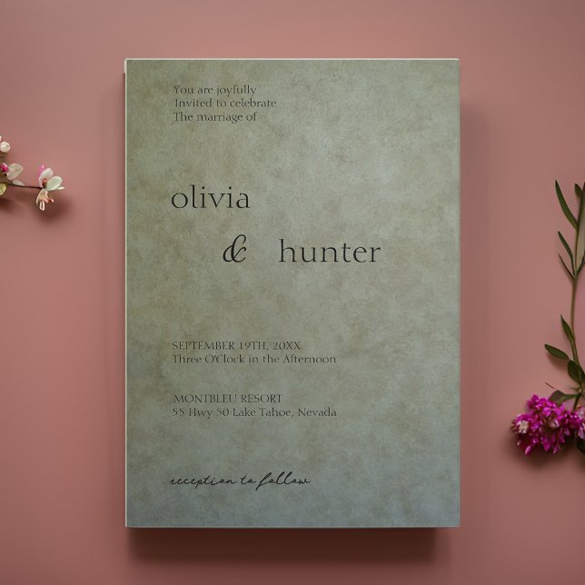 Invitation Élégant Mariage Sage Gold (Créateur téléchargé)