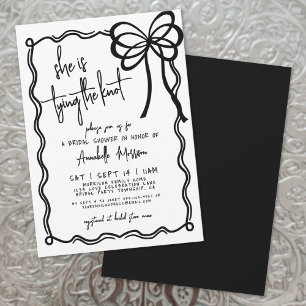 Invitation Élégant Mariage Shower Noir Blanc Ruban