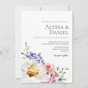 Invitation Elégant Mariage simple Floral aquarelle