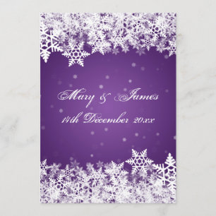 Invitation Élégant Mariage Snowflakes hiver violet