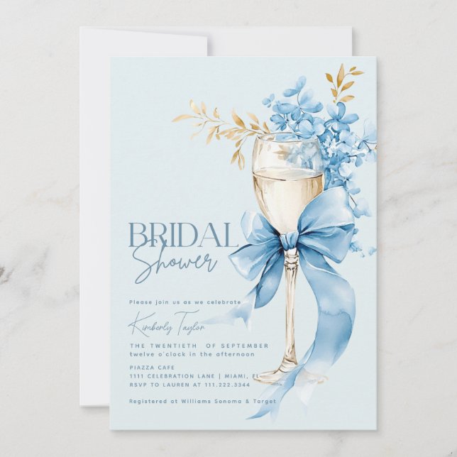Invitation Élégant Mariage sous la Douceur de l'Hydrangea Ble (Devant)