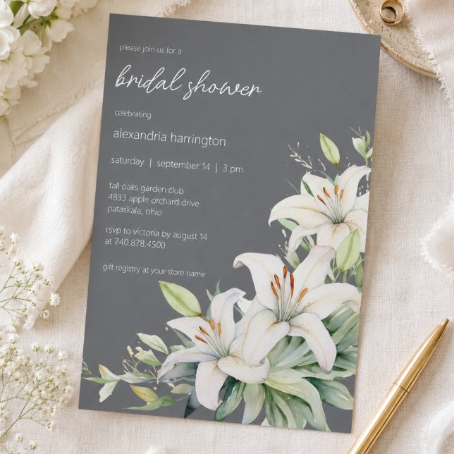 Invitation Élégant Mariage sous la Douceur des Lys Blancs (Créateur téléchargé)