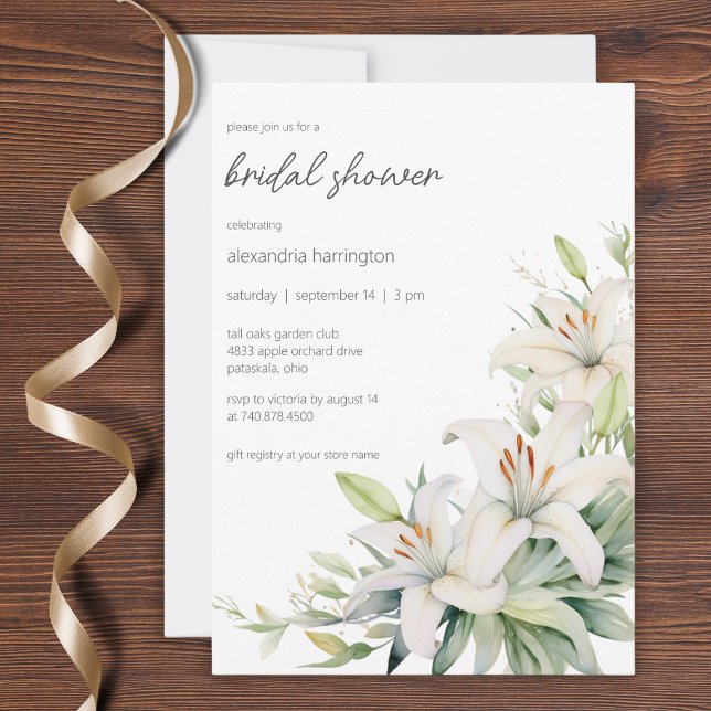 Invitation Élégant Mariage sous les Lys Blancs (Créateur téléchargé)
