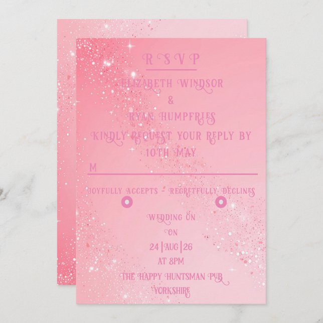 Invitation Élégant Mariage Sparkle (Devant / Derrière)