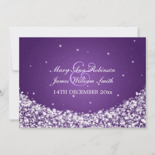 Invitation Élégant Mariage Star Étincelle Violet