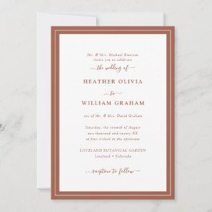 Invitation Élégant Mariage Terracotta Script