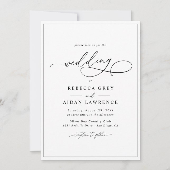 Invitation Élégant Mariage tout-en-un moderne (Devant)