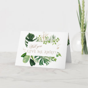 Invitation Élégant mariage tropical vert feuillage or