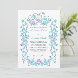 Invitation Élégant Mariage Turquoise Et Violet