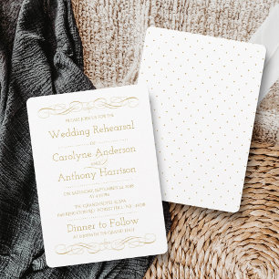 Invitation Élégant Mariage Vintage Gold Dîner de répétition