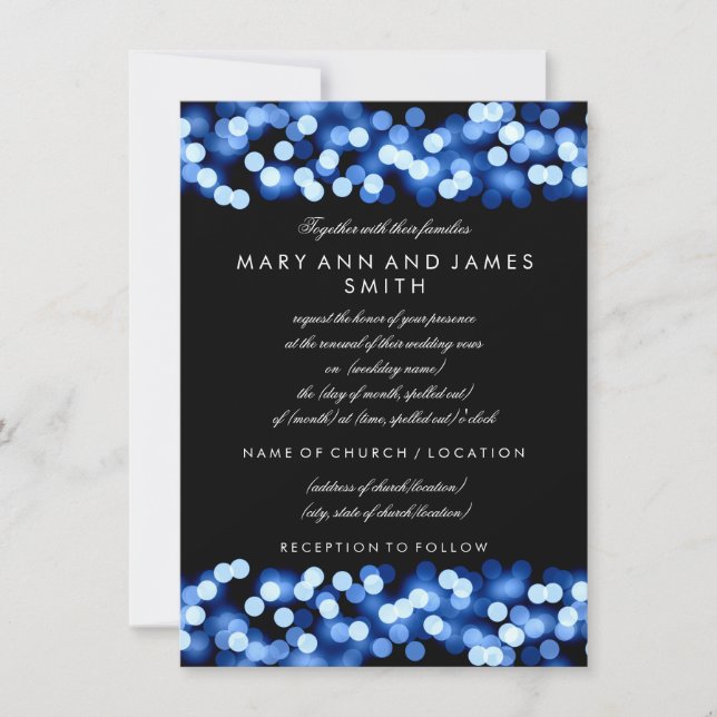 Invitation Elégant mariage Vow Renewal Blue Hollywood Glam (Devant)