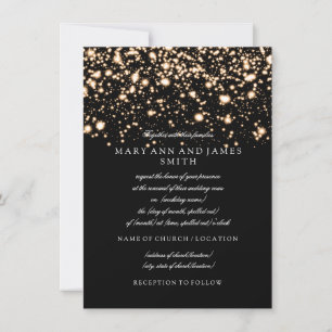 Invitation Elégant mariage Vow Renewal Gold Midnight Glam