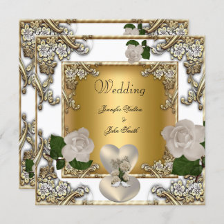 Invitation Elégant mariage White Gold Cream Rose