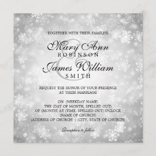 Invitation Elégant Mariage Wonderland Hiver Étincelant Argent