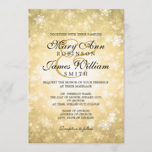 Invitation Elégant Mariage Wonderland Hiver Sparkle Gold