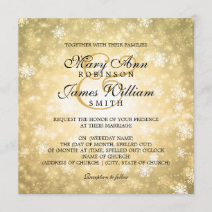 Invitation Elégant Mariage Wonderland Hiver Sparkle Gold
